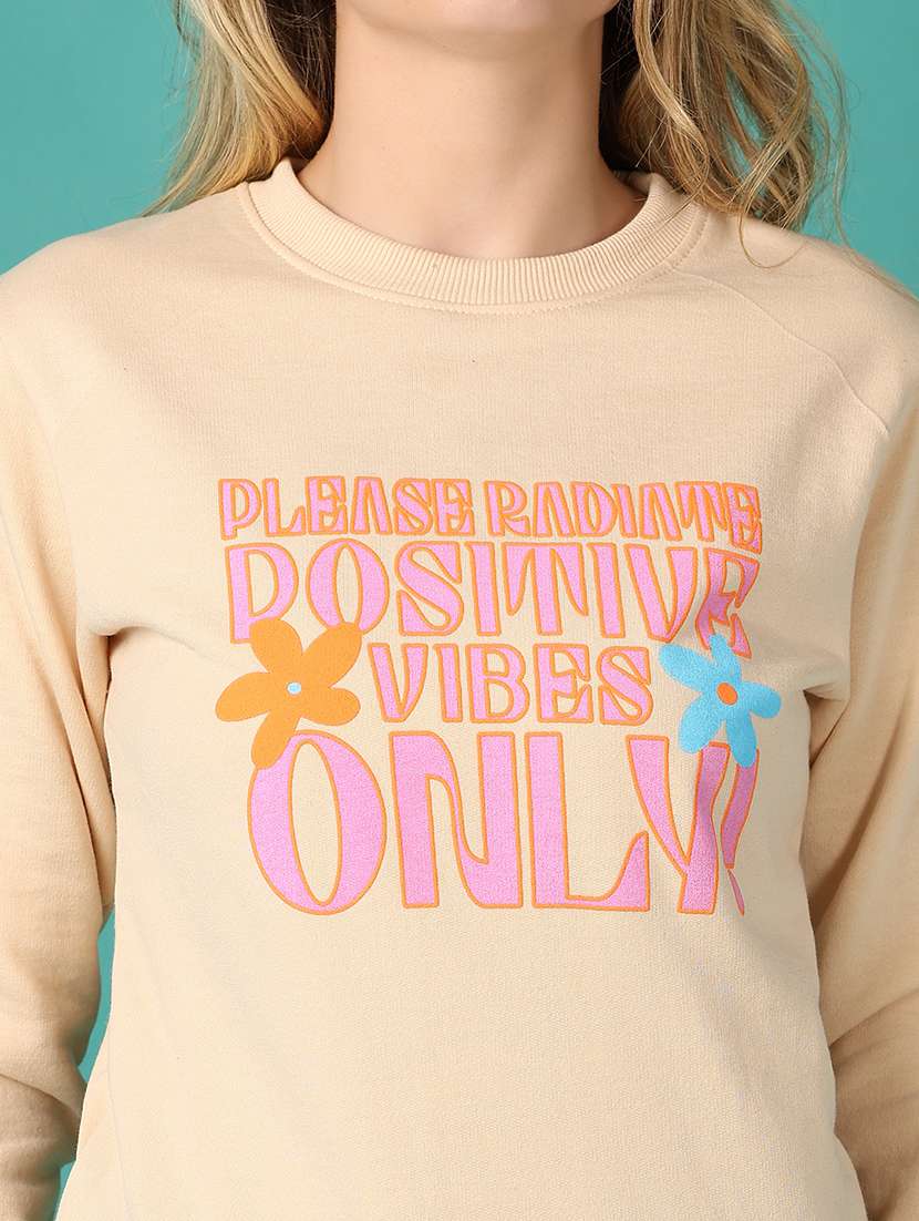 women beige front printed sweatshirt - 21503405 -  Standard Image - 5