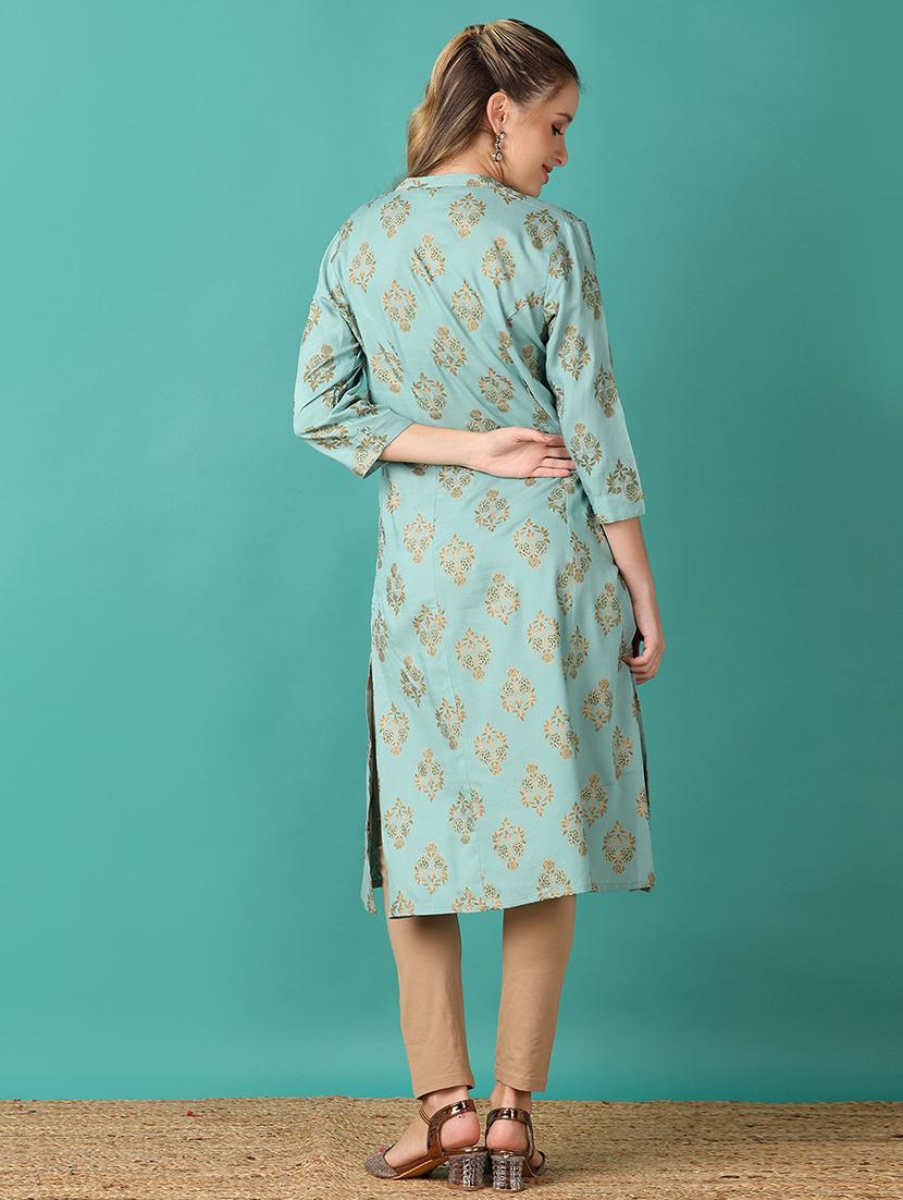 women green floral a-line kurta - 21503406 - Standard Image - 3