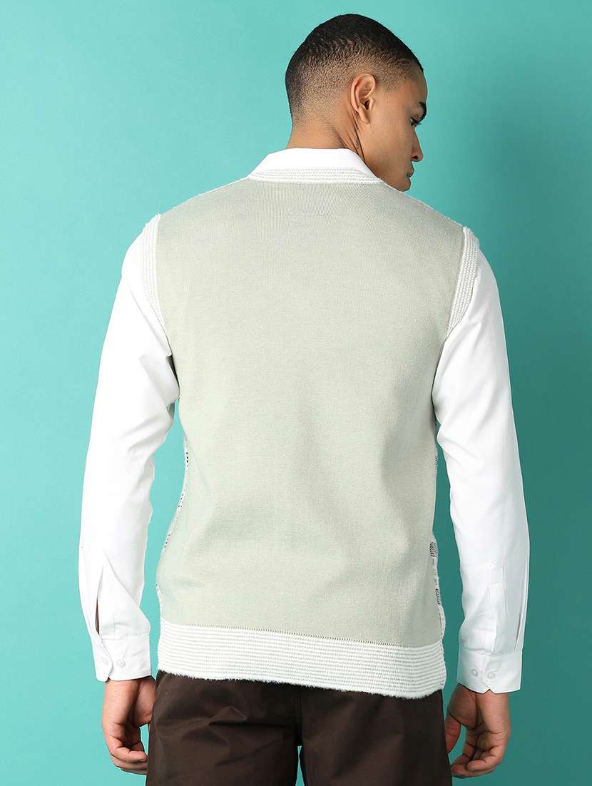 men v-neck self design pullover - 21503431 -  Standard Image - 3