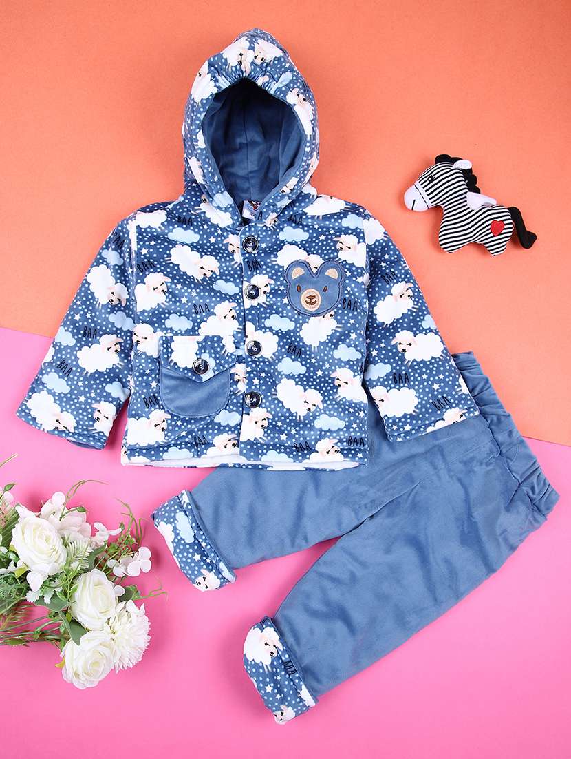 boys printed winterwear full length set