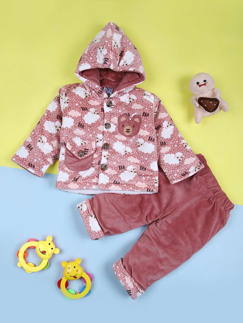 boys printed winterwear full length set