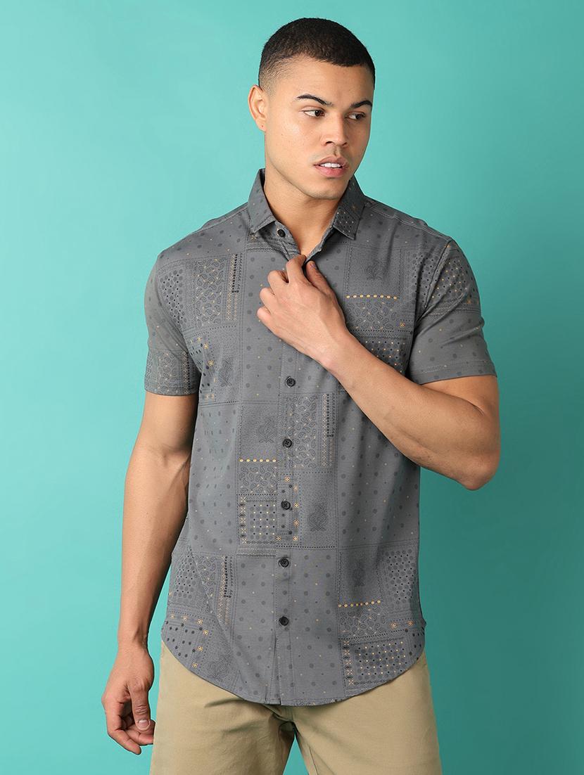 men short sleeves printed casual shirt - 21503478 - Zoom Image - 0