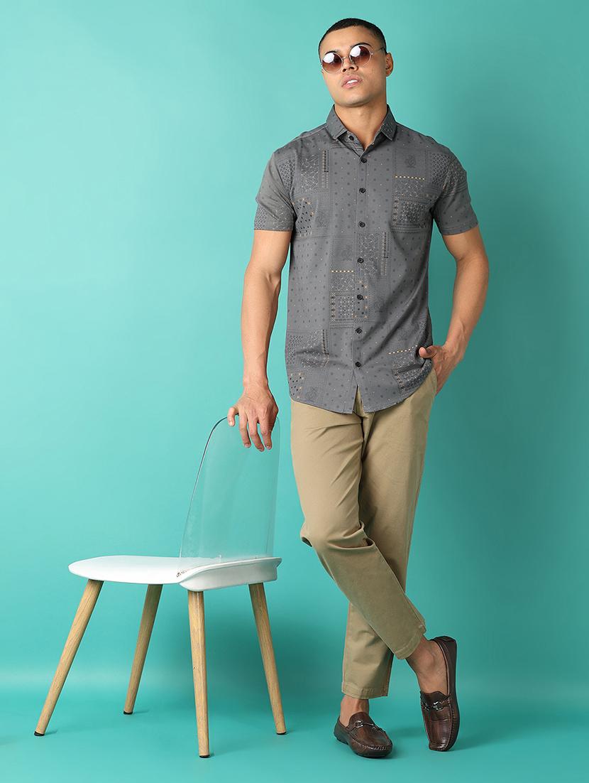 men short sleeves printed casual shirt - 21503478 - Standard Image - 3