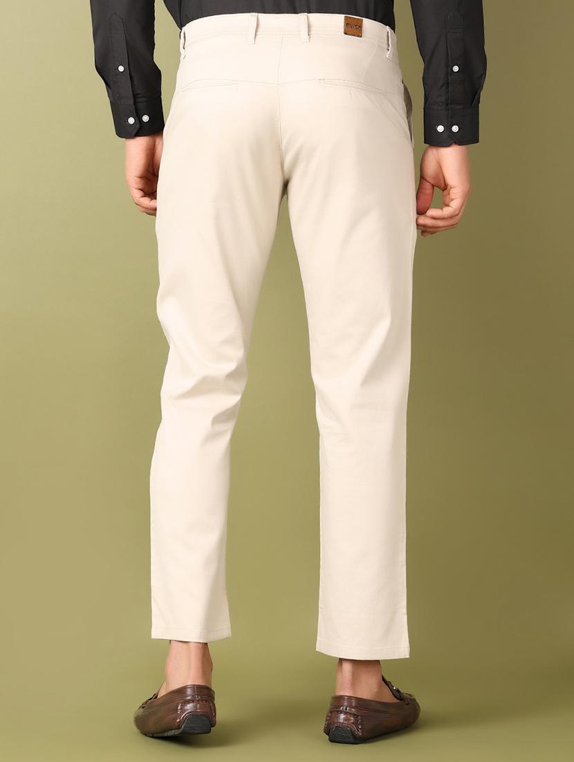 men solid mid rise flat front casual trouser - 21503517 - Standard Image - 3
