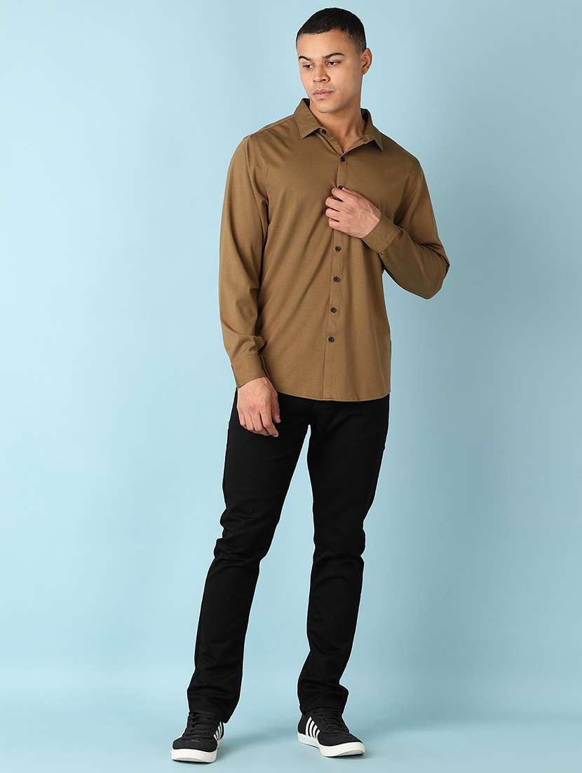 men long sleeves solid casual shirt - 21503563 -  Standard Image - 3