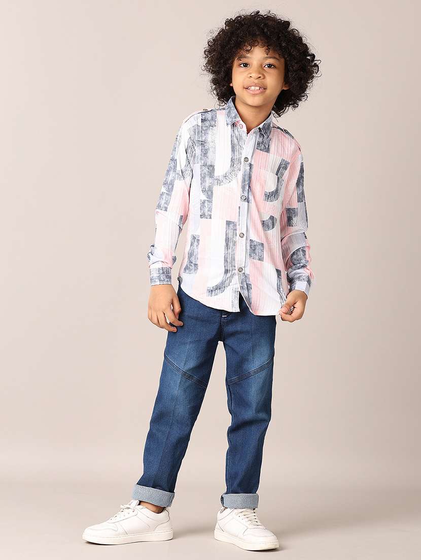 boys printed casual wear full length set