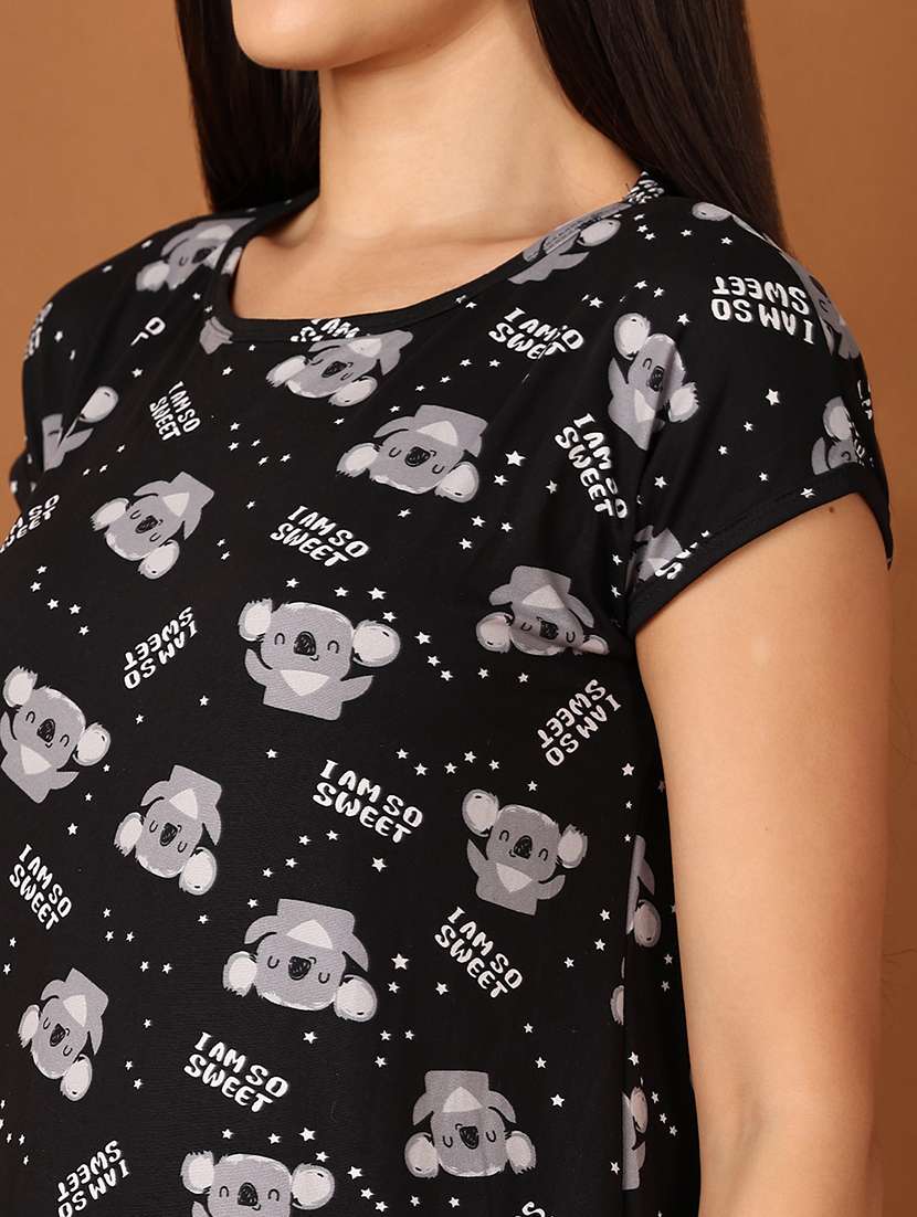women black printed short sleeve nighty - 21503645 -  Standard Image - 5
