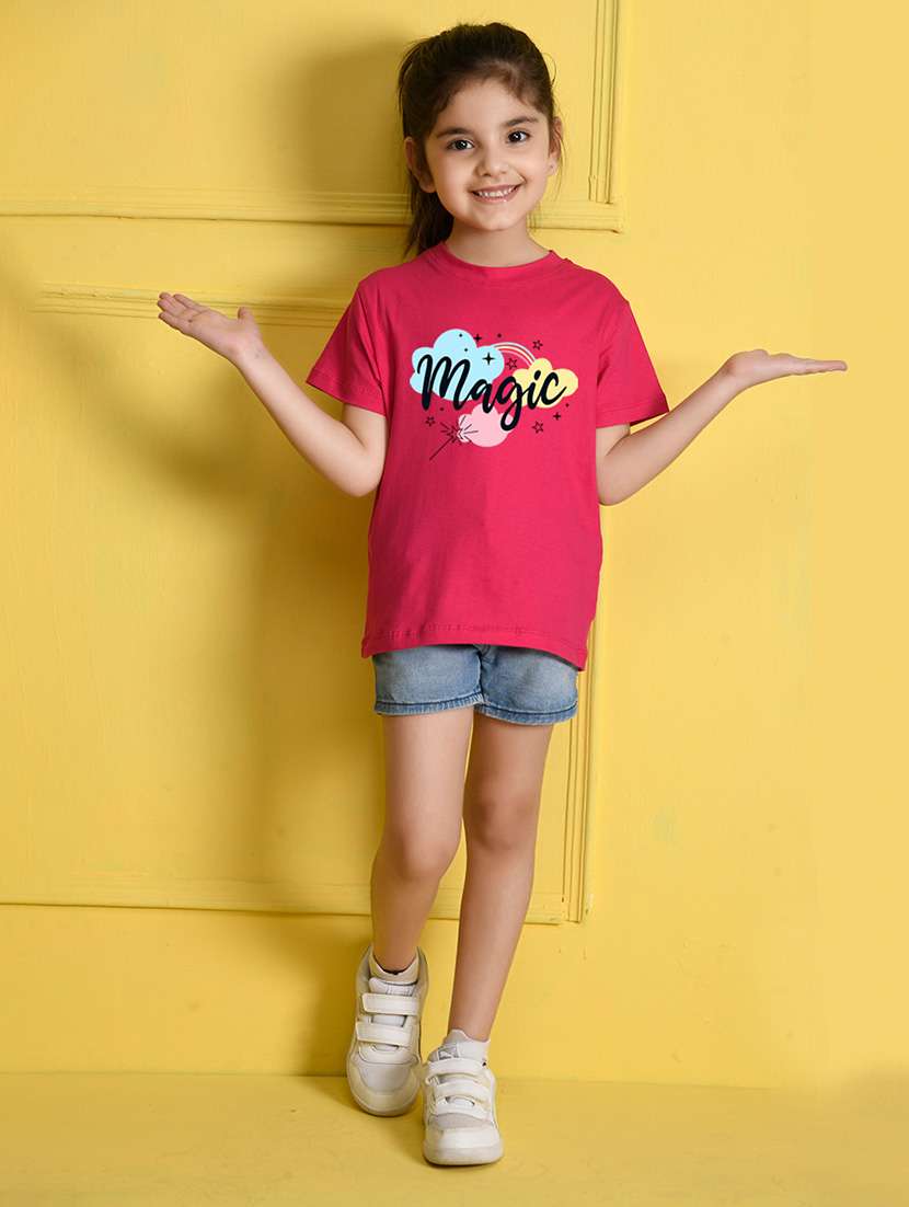 girls round neck front print t-shirt - 21503890 - Standard Image - 3