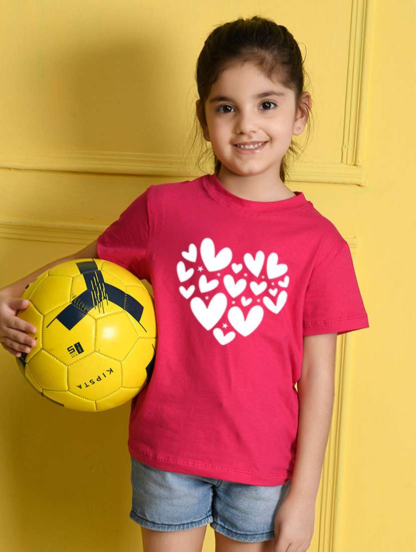 girls round neck front print t-shirt