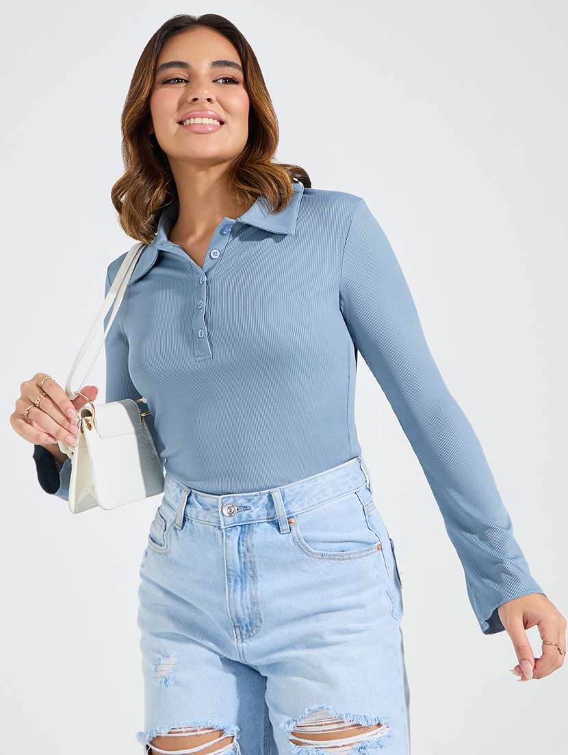 women blue polyester regular t-shirt - 21503947 -  Zoom Image - 0
