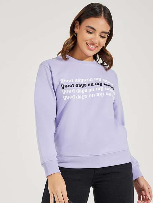 women chest print long sleeve sweatshirt - 21503952 -  Standard Image - 0