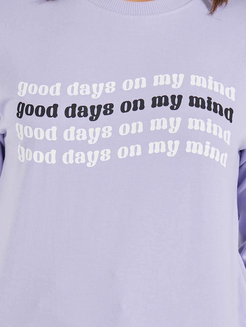 women chest print long sleeve sweatshirt - 21503952 - Standard Image - 3