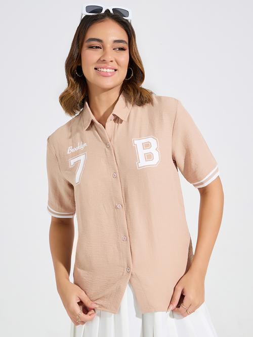 women beige polyester regular shirt - 21503967 -  Standard Image - 0