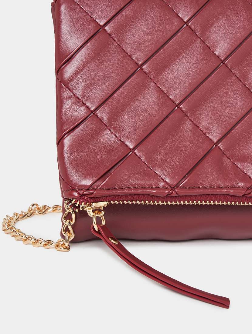 women burgundy pu handbag - 21503984 - Standard Image - 3