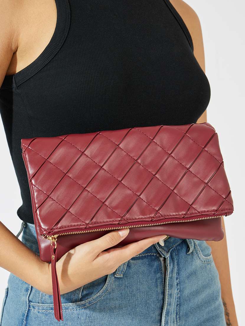 women burgundy pu handbag - 21503984 - Standard Image - 5