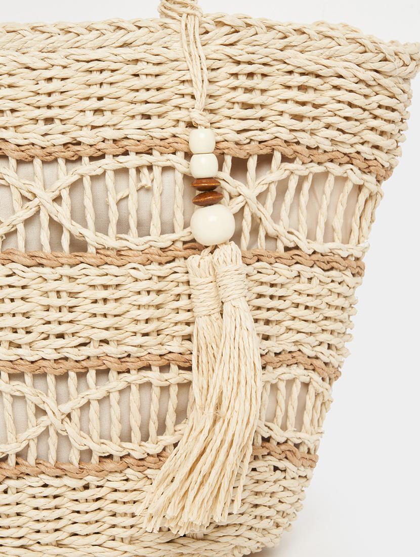 women beige cotton handbag - 21503995 - Standard Image - 3