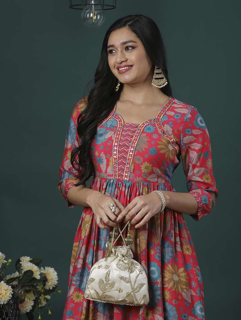 women's pink allover floral printed peplum tunic & partially elasticated chevron print trouser co-ords set - 21504022 - Standard Image - 3