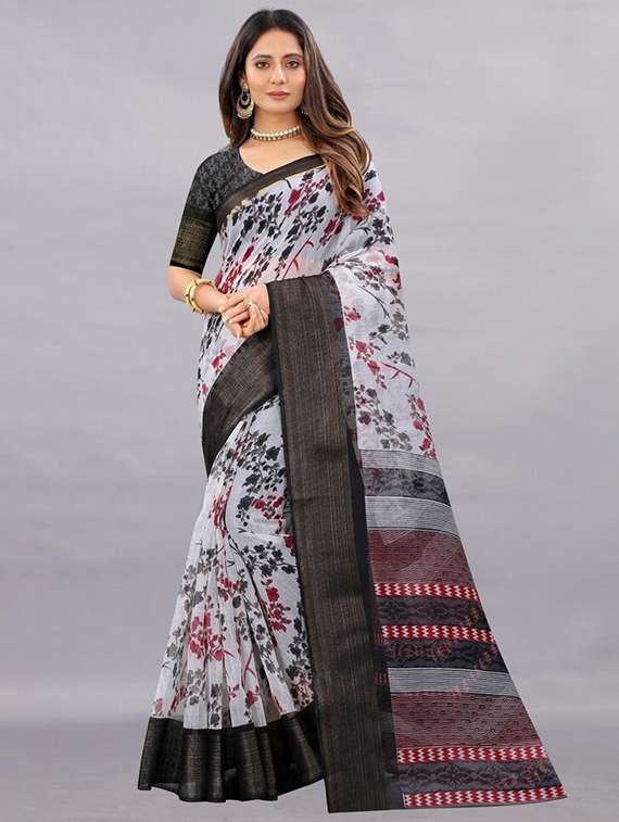 women printed bordered saree - 21504456 -  Zoom Image - 0