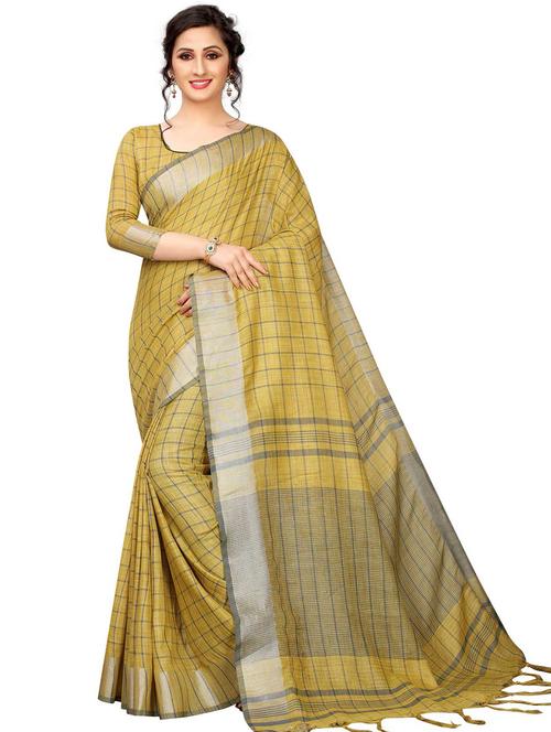 women checkered handloom saree with blouse - 21504630 -  Standard Image - 0
