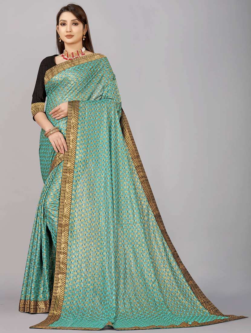 women self-designed bordered saree with blouse