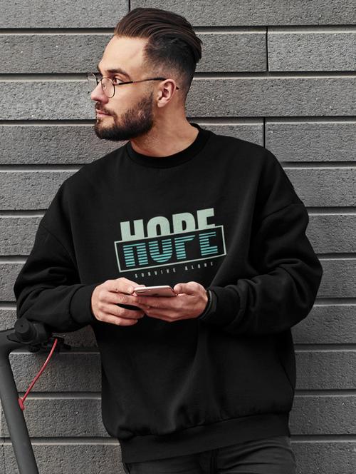 men black chest print long sleeve sweatshirt - 21505154 - Standard Image - 0