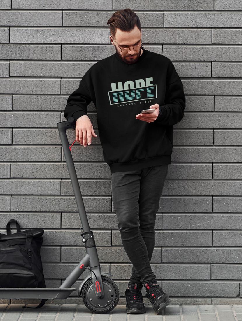 men black chest print long sleeve sweatshirt - 21505154 - Standard Image - 3
