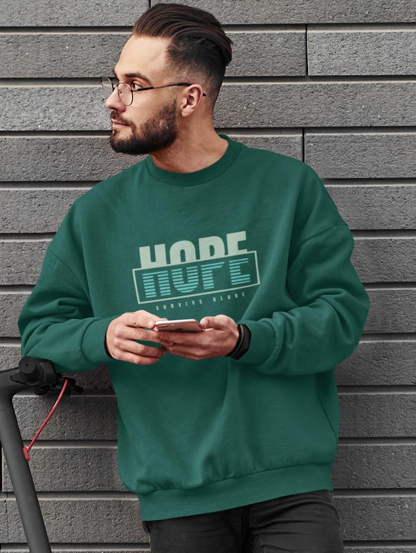 men green chest print long sleeve sweatshirt - 21505155 - Zoom Image - 0