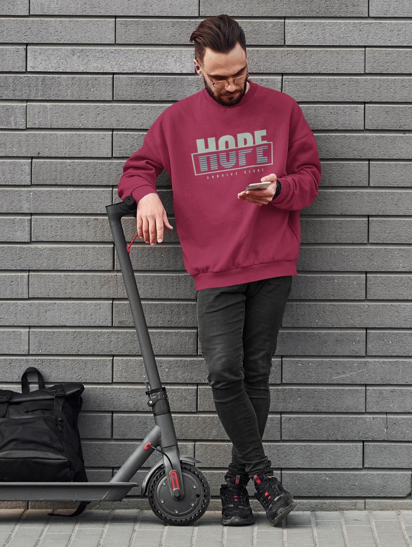 men maroon chest print long sleeve sweatshirt - 21505156 - Standard Image - 3