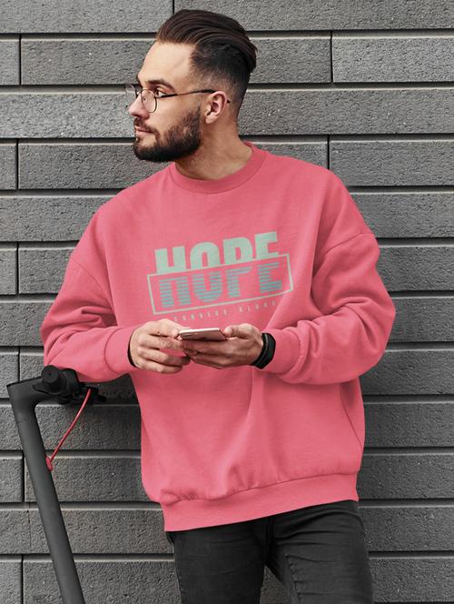 men pink polycotton chest print sweatshirt - 21505158 - Standard Image - 0
