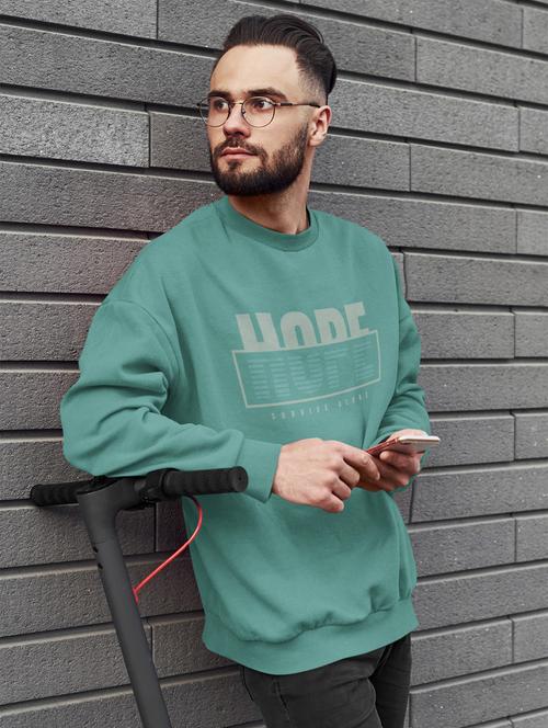 men sea green polycotton chest print sweatshirt - 21505159 - Standard Image - 0