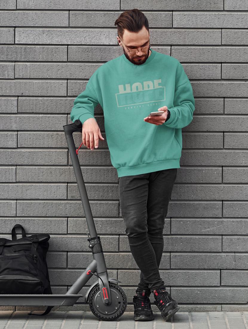 men sea green polycotton chest print sweatshirt - 21505159 - Standard Image - 3