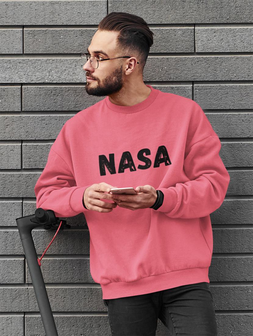 men chest print round neck sweatshirt