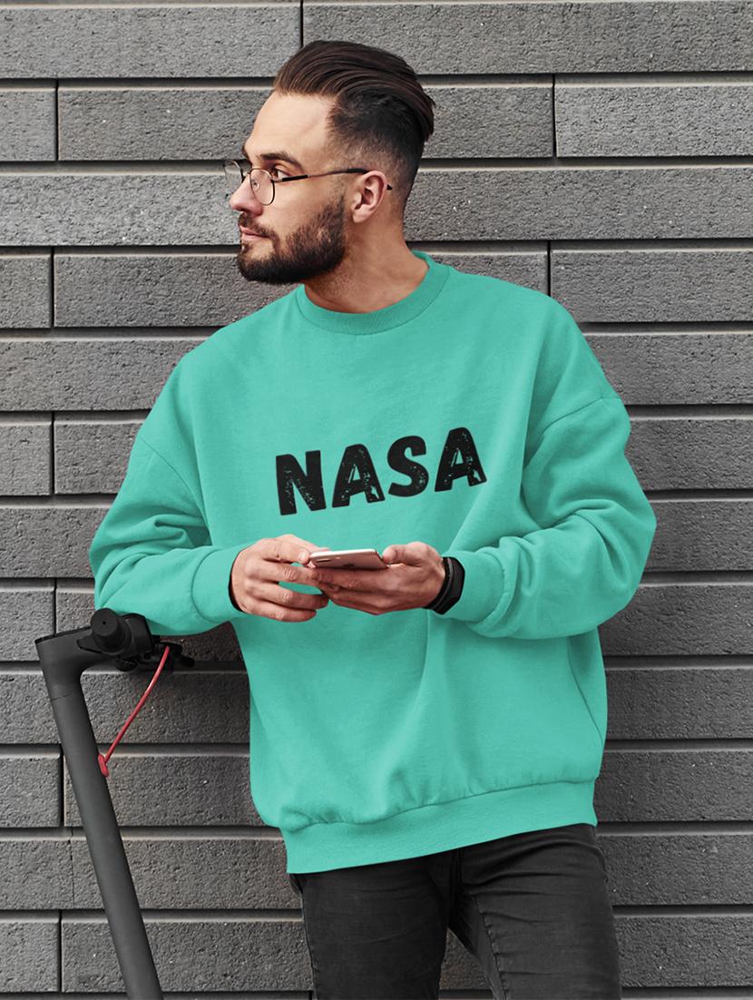 men chest print round neck sweatshirt
