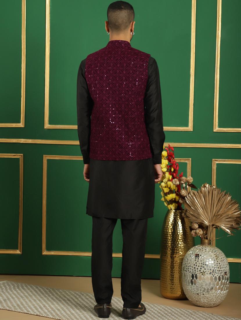 men embroidered kurta pyjama with jacket ethnic wear set - 21505311 - Standard Image - 3
