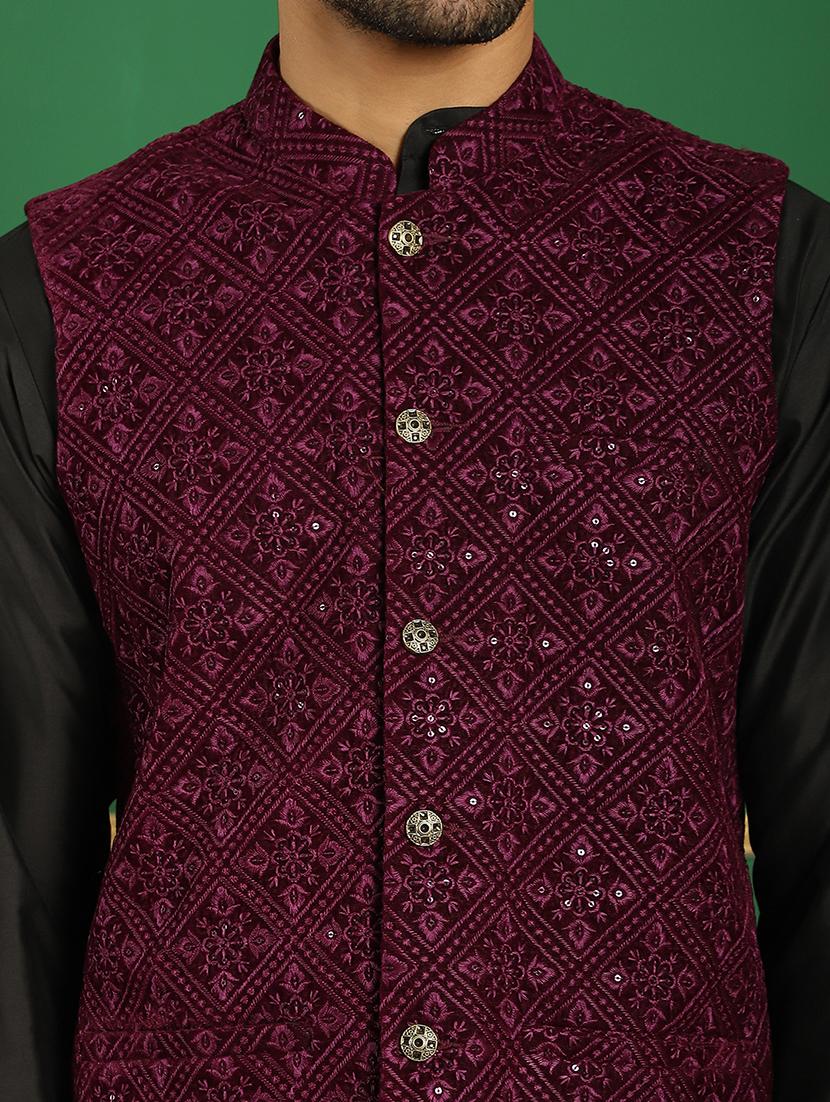 men embroidered kurta pyjama with jacket ethnic wear set - 21505311 - Standard Image - 5