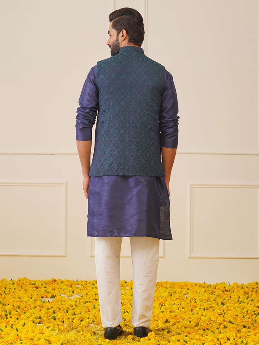 men solid kurta pyjama set with nehru jacket - 21505322 -  Standard Image - 3