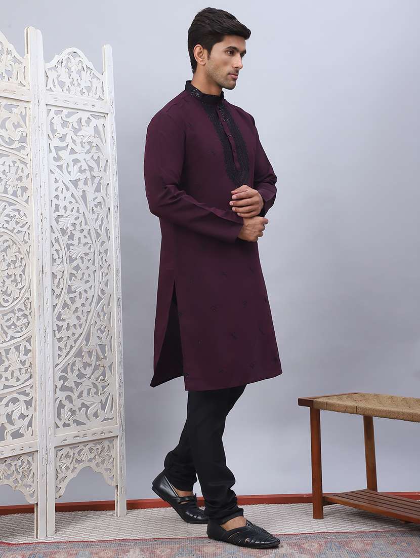 men embroidered kurta chudidar pant ethnic wear set