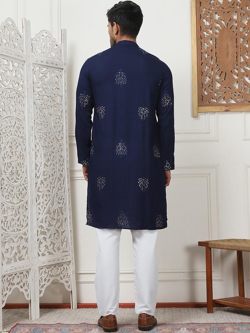 men embroidered kurta pyjama ethnic wear set - 21505365 - Standard Image - 3