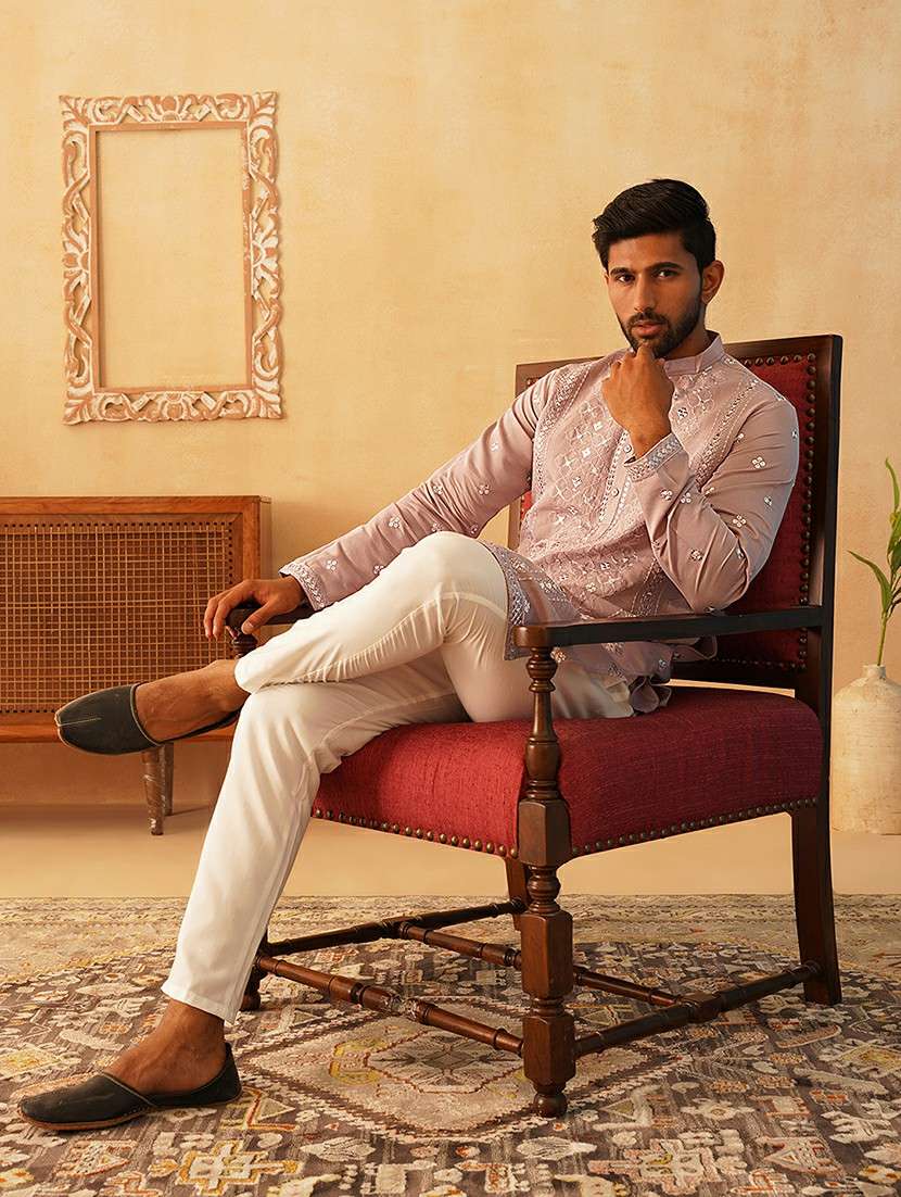 men embroidered kurta pyjama ethnic wear set - 21505369 -  Standard Image - 3