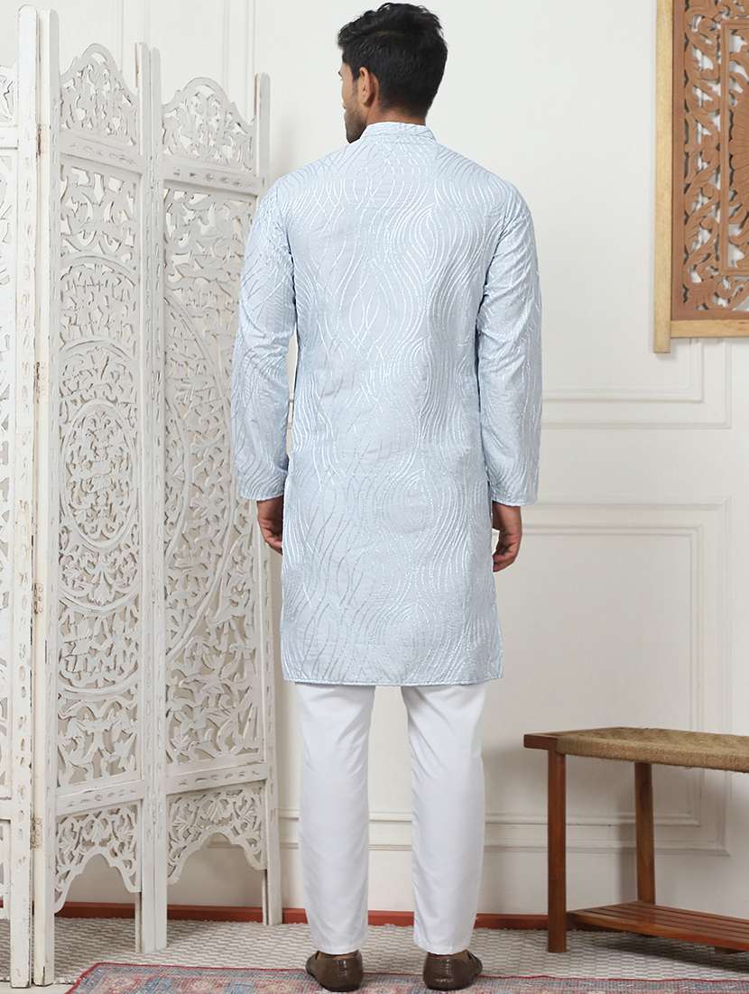 men embroidered kurta pyjama ethnic wear set - 21505375 -  Standard Image - 3