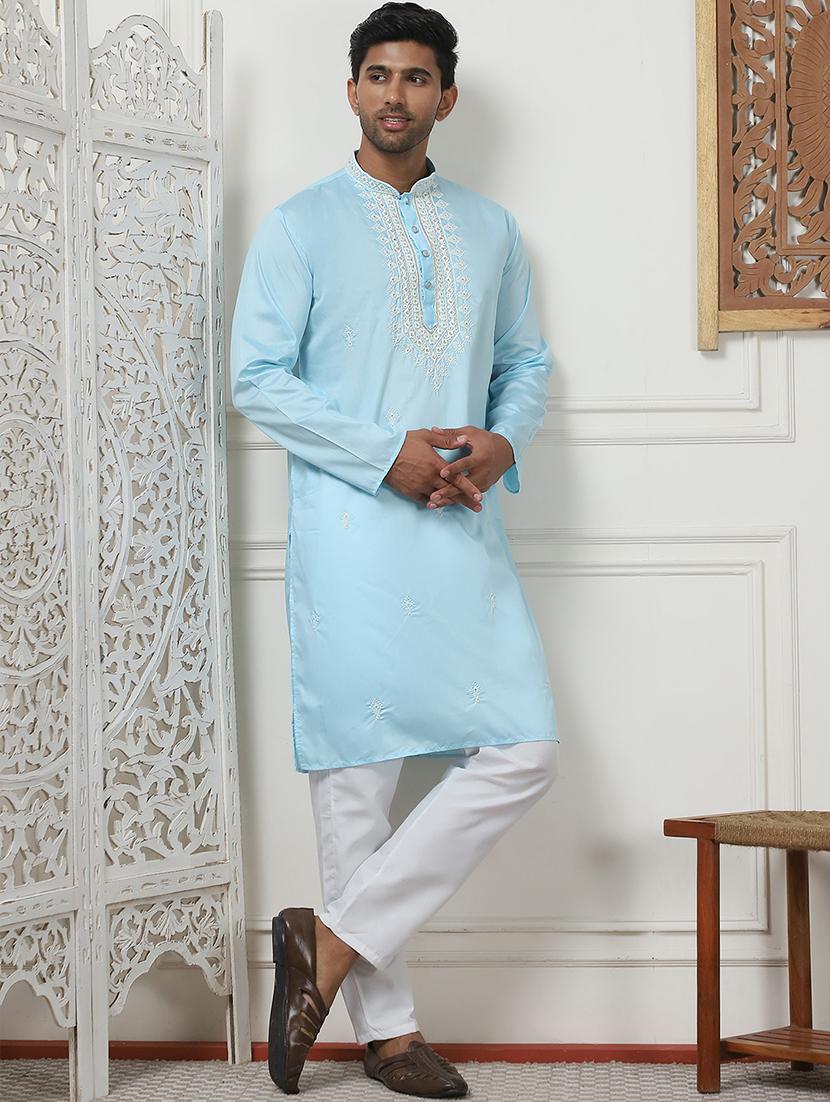 men embroidered kurta pyjama ethnic wear set - 21505380 - Zoom Image - 0