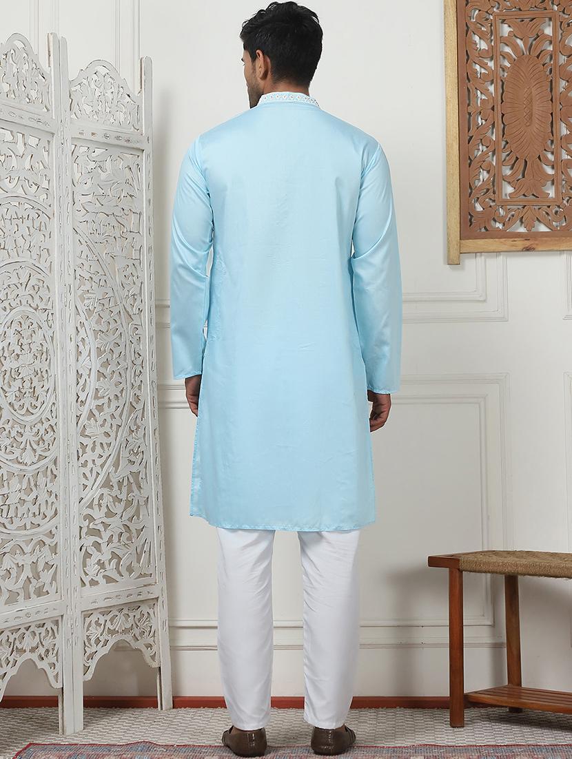 men embroidered kurta pyjama ethnic wear set - 21505380 - Standard Image - 3