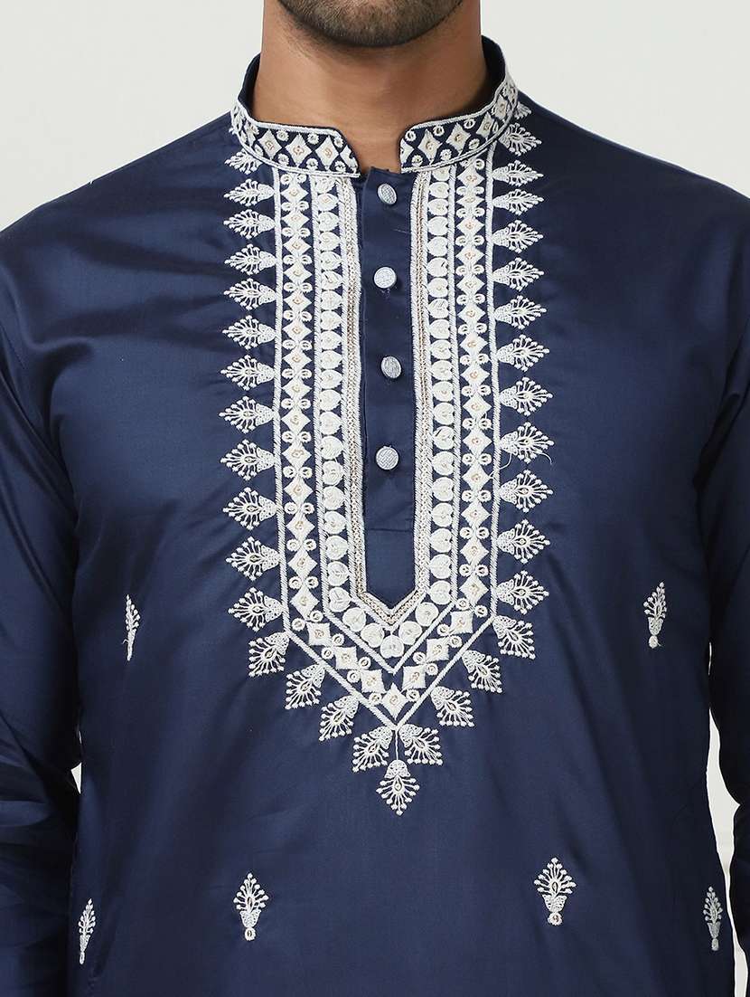 men embroidered kurta pyjama ethnic wear set - 21505381 -  Standard Image - 5