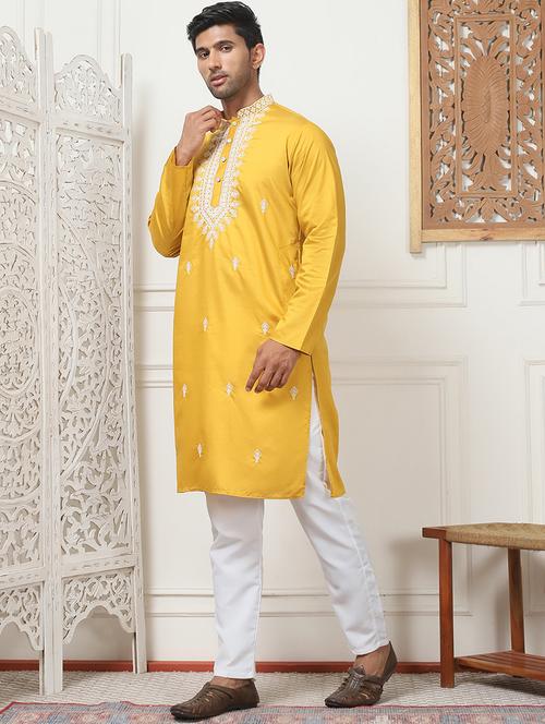 men embroidered kurta pyjama ethnic wear set - 21505382 -  Standard Image - 0