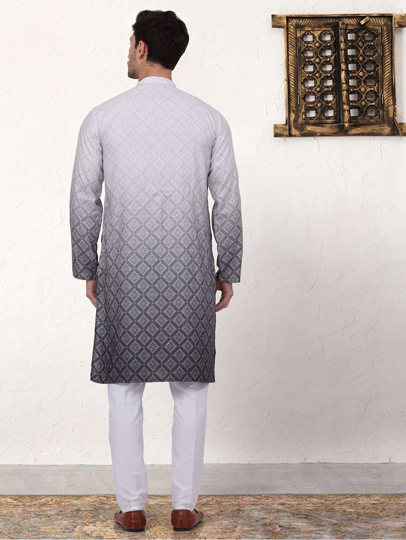 men ombre cotton kurta pyjama ethnic wear set - 21505385 - Standard Image - 3