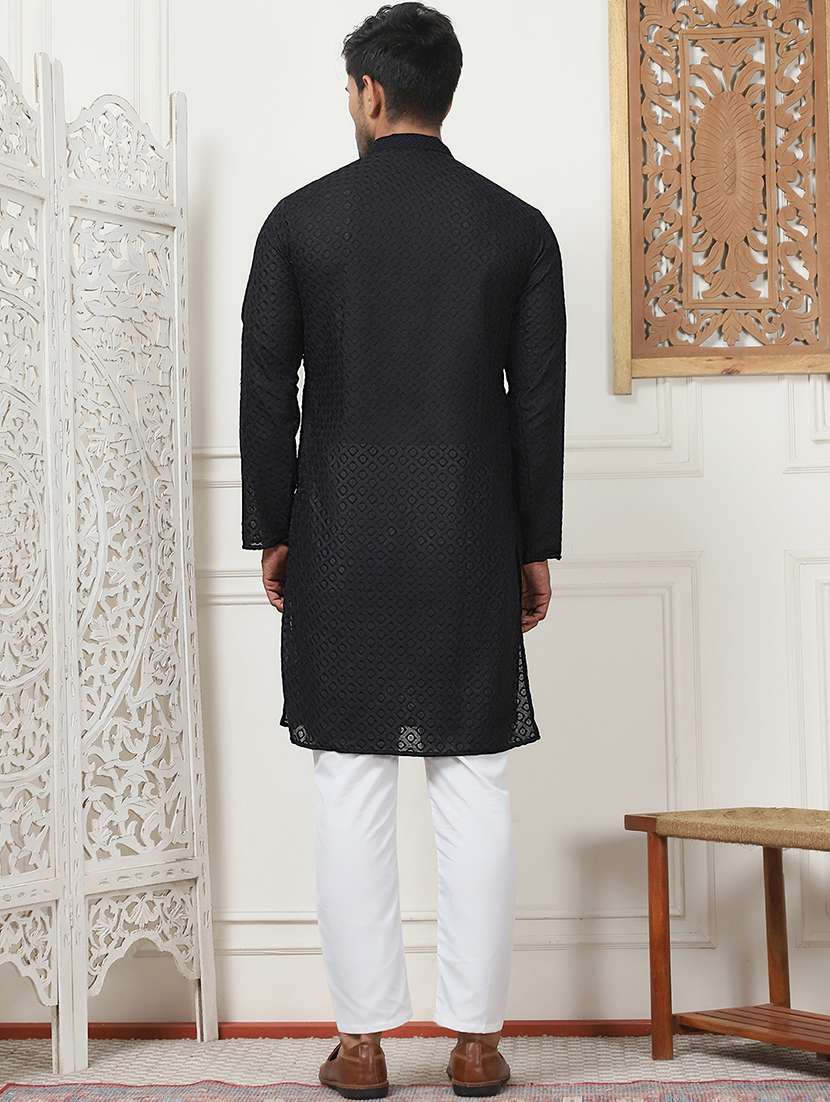 men self design kurta pyjama ethnic wear set - 21505398 -  Standard Image - 3