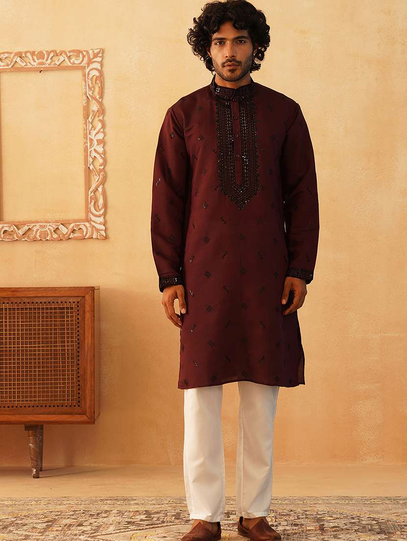 men embroidered kurta pyjama ethnic wear set - 21505400 -  Standard Image - 3