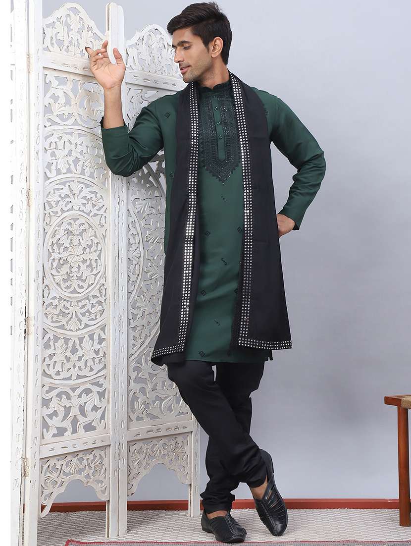 men embroidered kurta bottom with dupatta - 21505410 -  Zoom Image - 0
