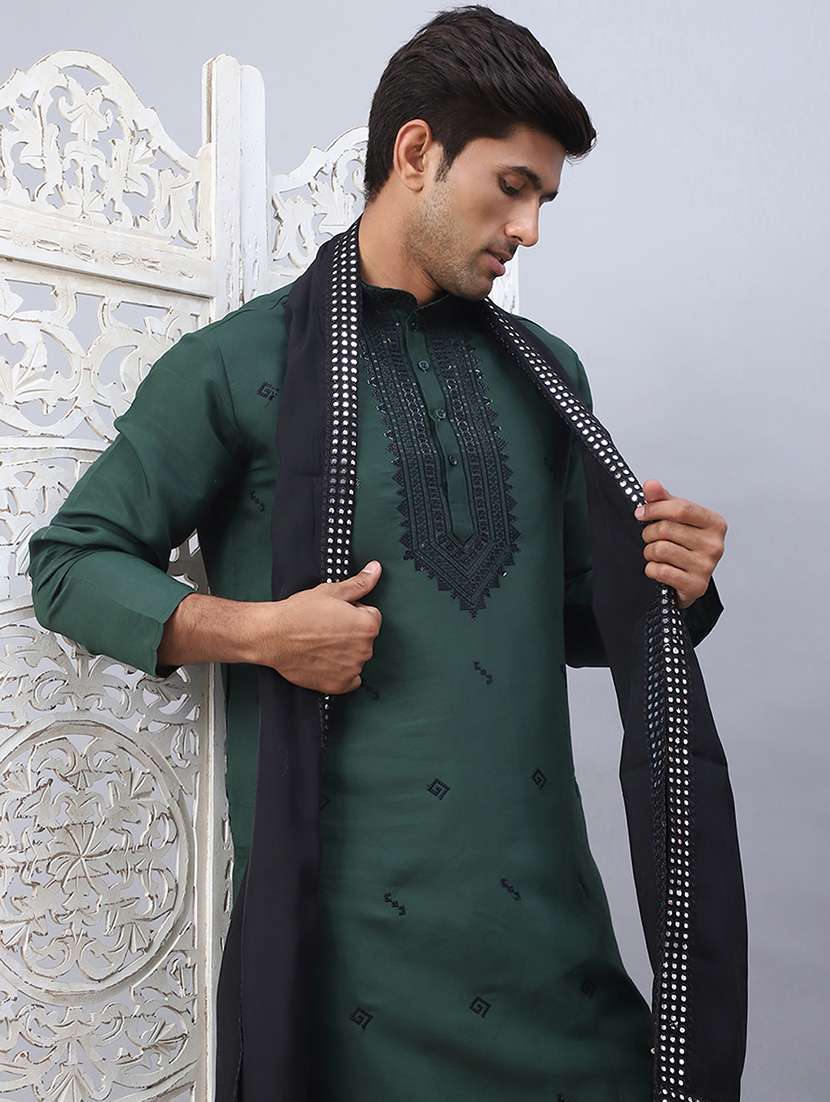 men embroidered kurta bottom with dupatta - 21505410 -  Standard Image - 3