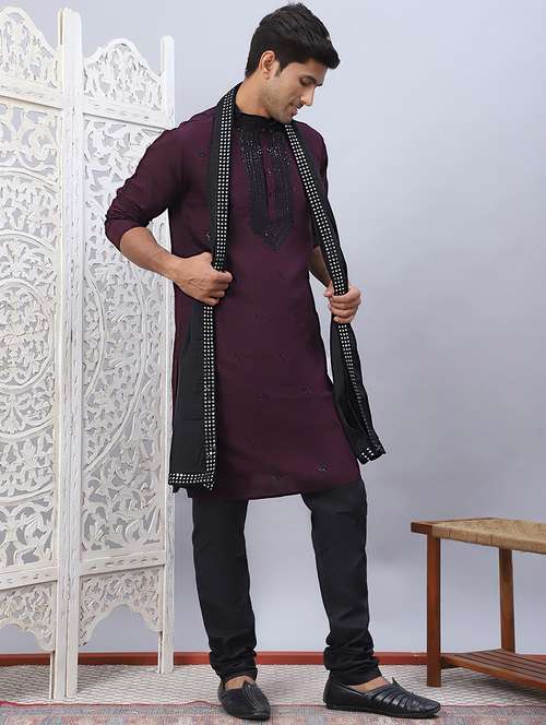 men embroidered kurta pyjama with dupatta set  - 21505412 -  Standard Image - 0